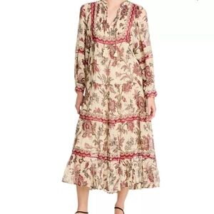 Sea Cream and Pink Floral Long Sleeve Dress